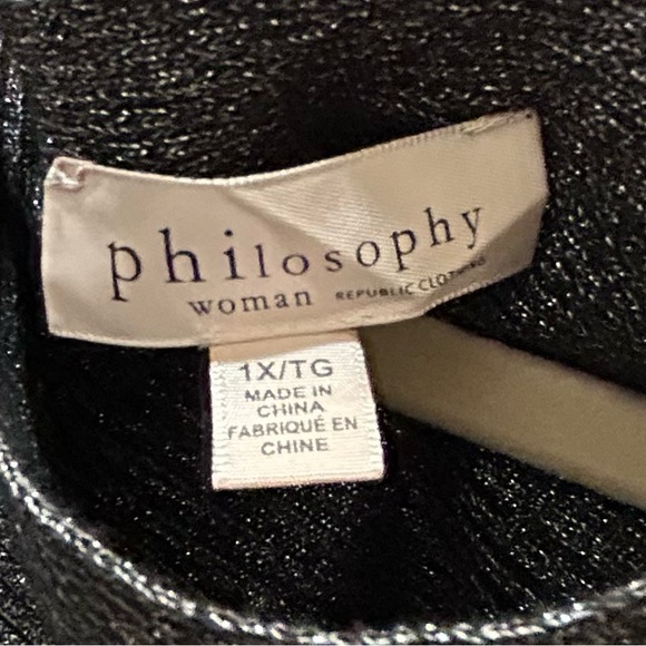 Black with silver sparkle Philosophy sweater size 1X. Like new condition - Picture 3 of 4
